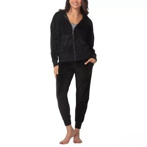 Felina Women's Velour 2 Piece Zip Hoodie and Jogger Black XXL (1813194) NWT